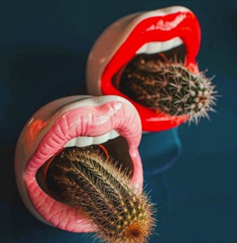 Lips Design Ceramic Plant Pot