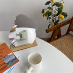 Curved Acrylic Table Mirror with Wooden Base