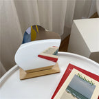 Curved Acrylic Table Mirror with Wooden Base