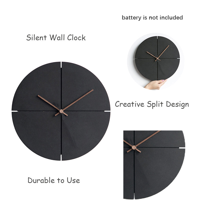 Minimalist Black Silent Wall Clock, 29 cm