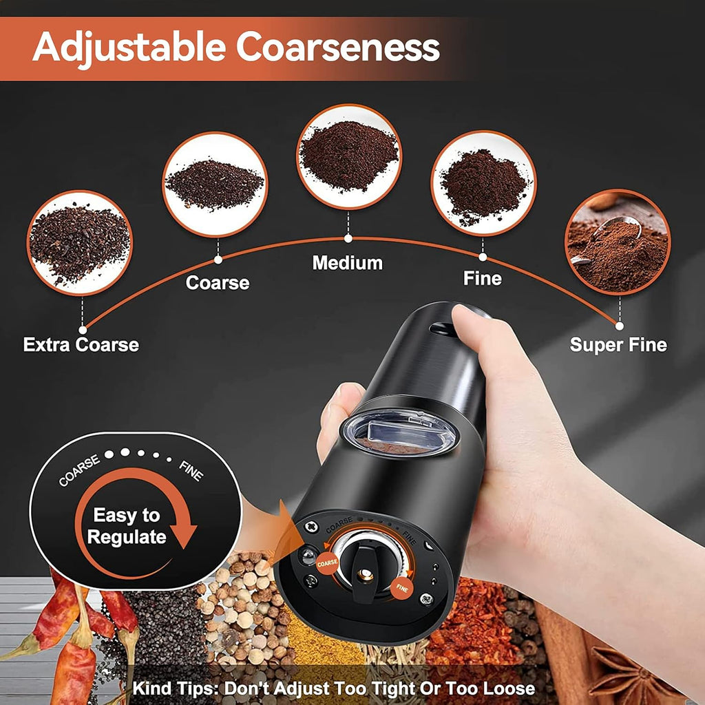 Rechargeable Electric Salt and Pepper Grinder Set with LED Light — product view 6