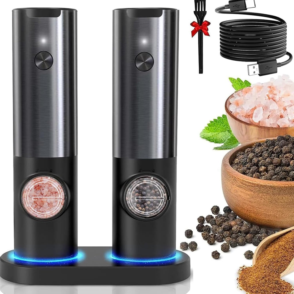 Rechargeable Electric Salt and Pepper Grinder Set with LED Light — product view 1