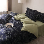 Reversible Botanical Cotton Sateen Duvet Cover Set