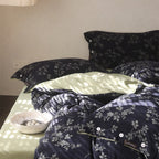 Reversible Botanical Cotton Sateen Duvet Cover Set