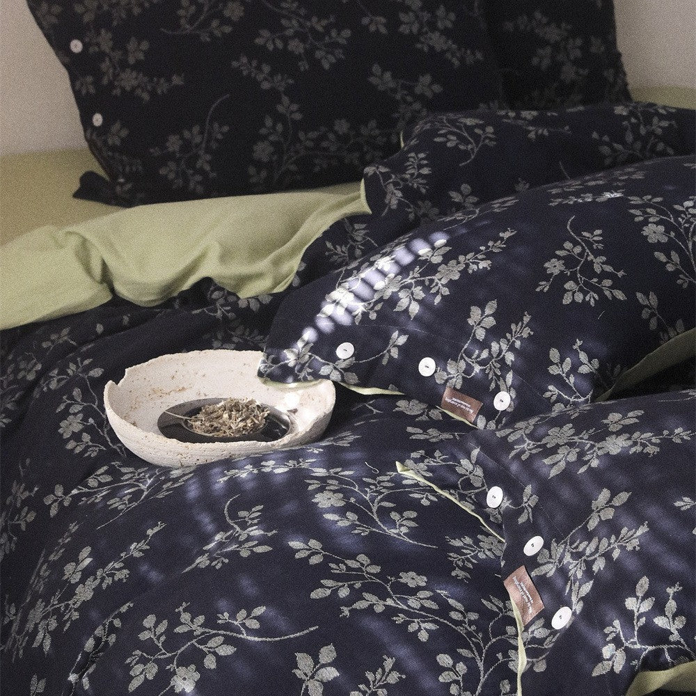 Reversible Botanical Cotton Sateen Duvet Cover Set