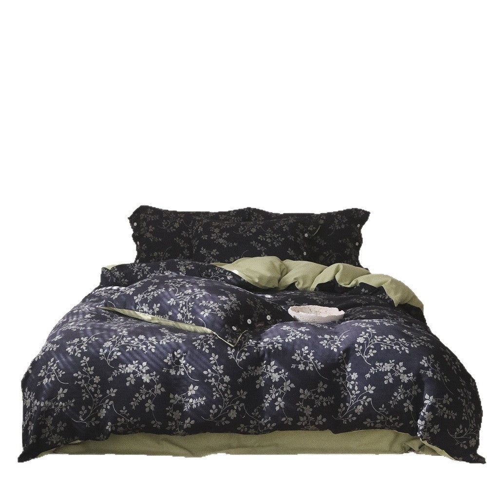 Reversible Botanical Cotton Sateen Duvet Cover Set
