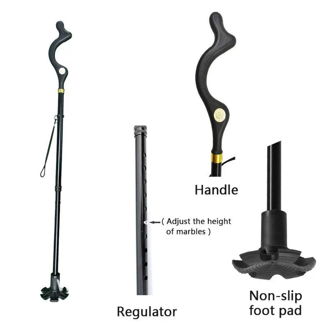 Adjustable Aluminium Walking Stick with Support Base — product view 10