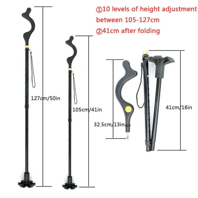 Adjustable Aluminium Walking Stick with Support Base — product view 4