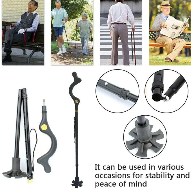Adjustable Aluminium Walking Stick with Support Base — product view 2