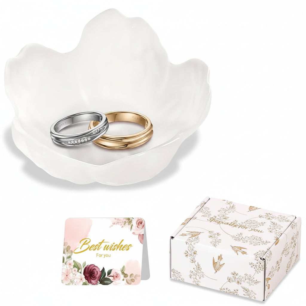 Flower Jewelry Dish Ceramic Ring Holder Tray Gift
