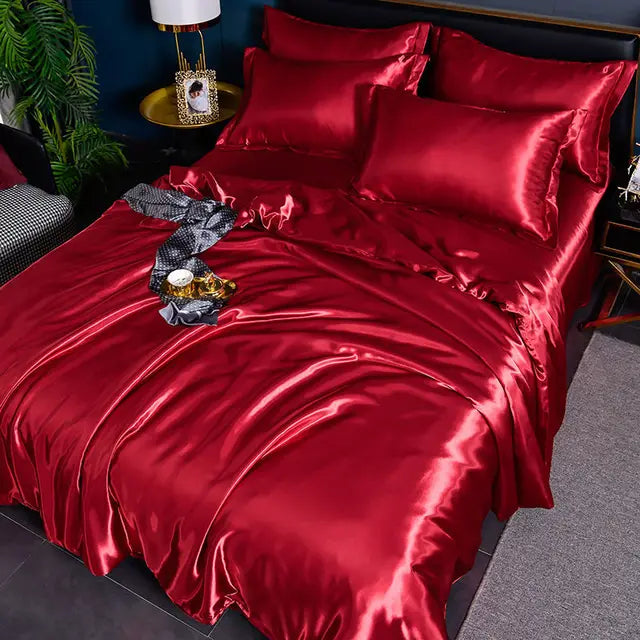 Satin Duvet Cover Set and Matching Pillowcase Options