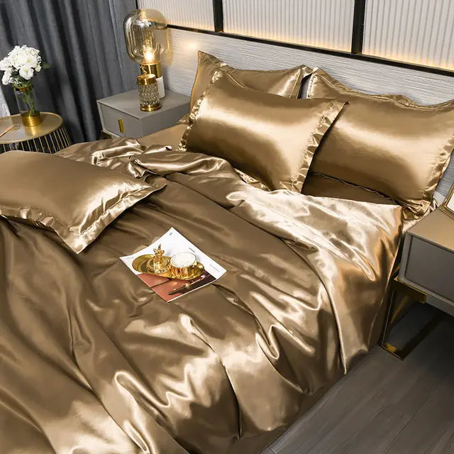 Satin Duvet Cover Set and Matching Pillowcase Options