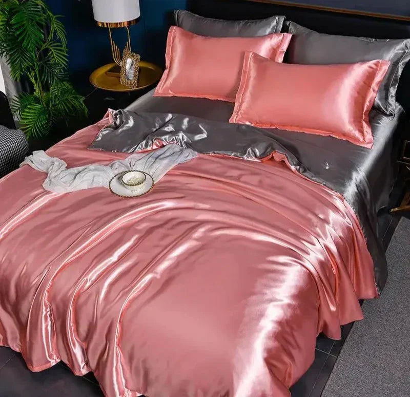 Satin Duvet Cover Set and Matching Pillowcase Options