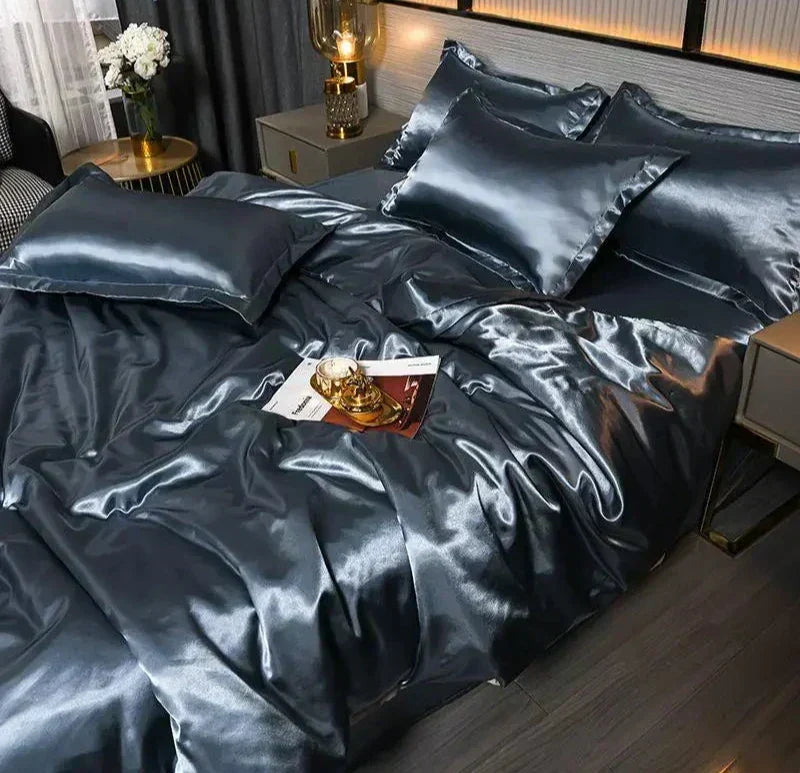 Satin Duvet Cover Set and Matching Pillowcase Options