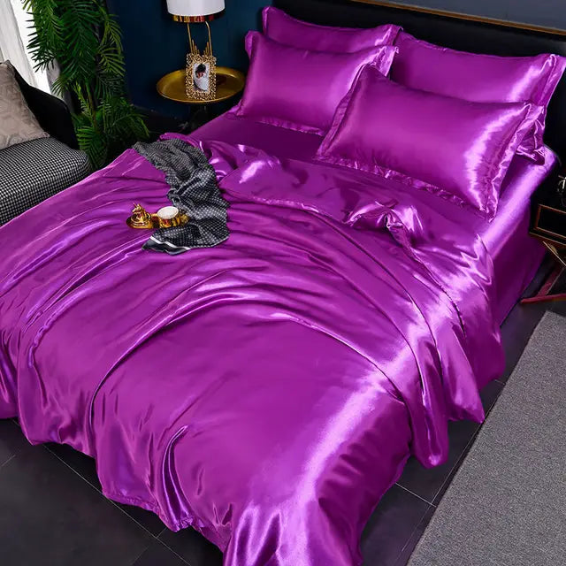 Satin Duvet Cover Set and Matching Pillowcase Options