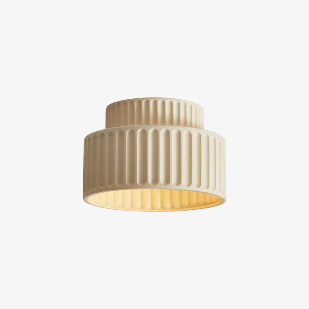 Pleated Ceramic Flush Ceiling Light, Ribbed Design - view 2
