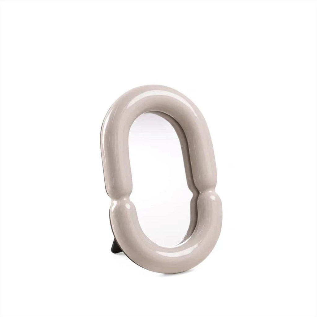 Sculptural Oval Ceramic Tabletop Mirror