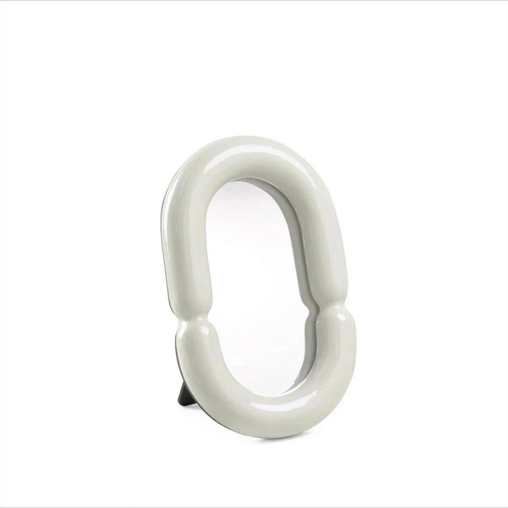Sculptural Oval Ceramic Tabletop Mirror