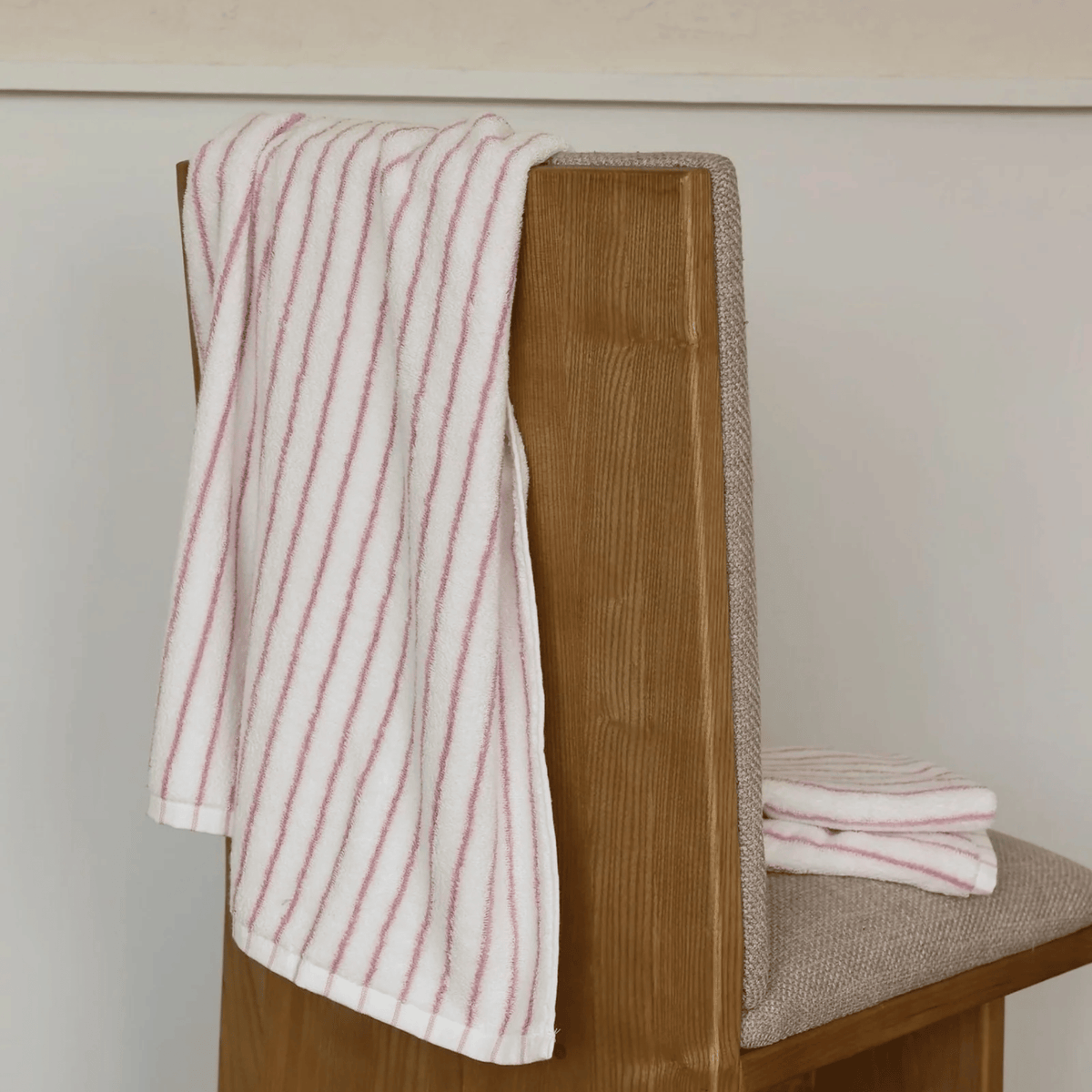 Pink Striped Combed Cotton Bath or Hand Towel