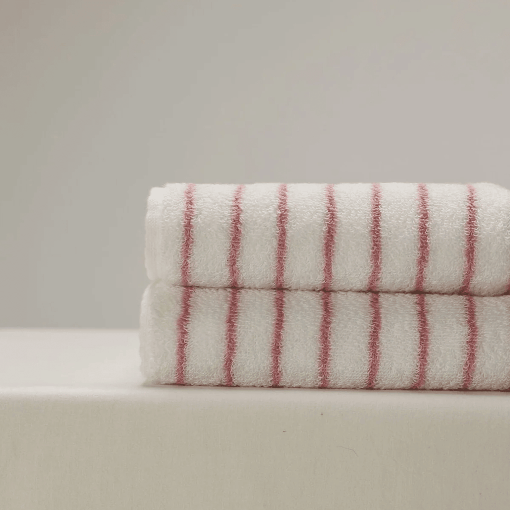 Pink Striped Combed Cotton Bath or Hand Towel