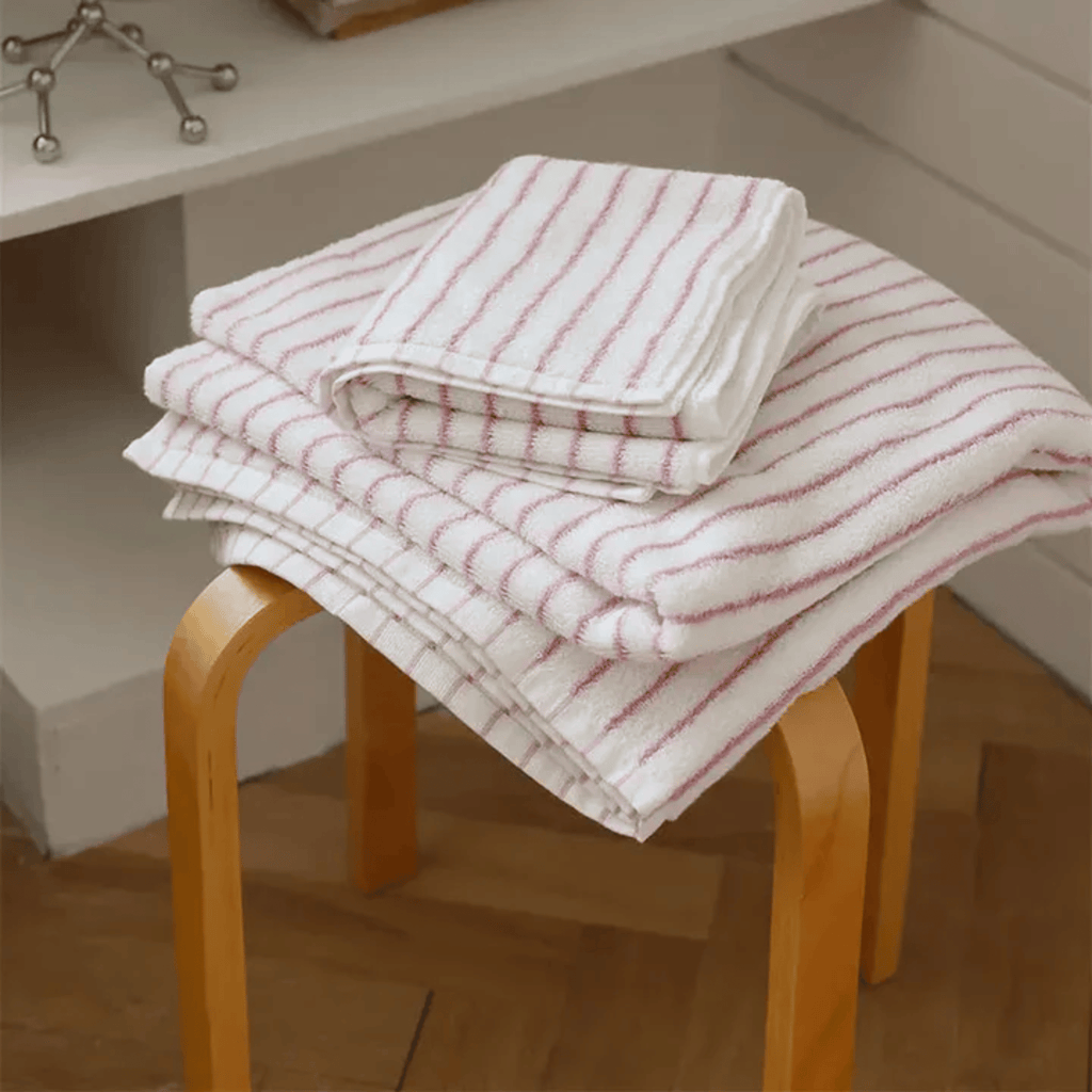 Pink Striped Combed Cotton Bath or Hand Towel