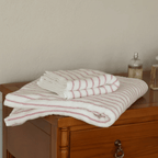 Pink Striped Combed Cotton Bath or Hand Towel