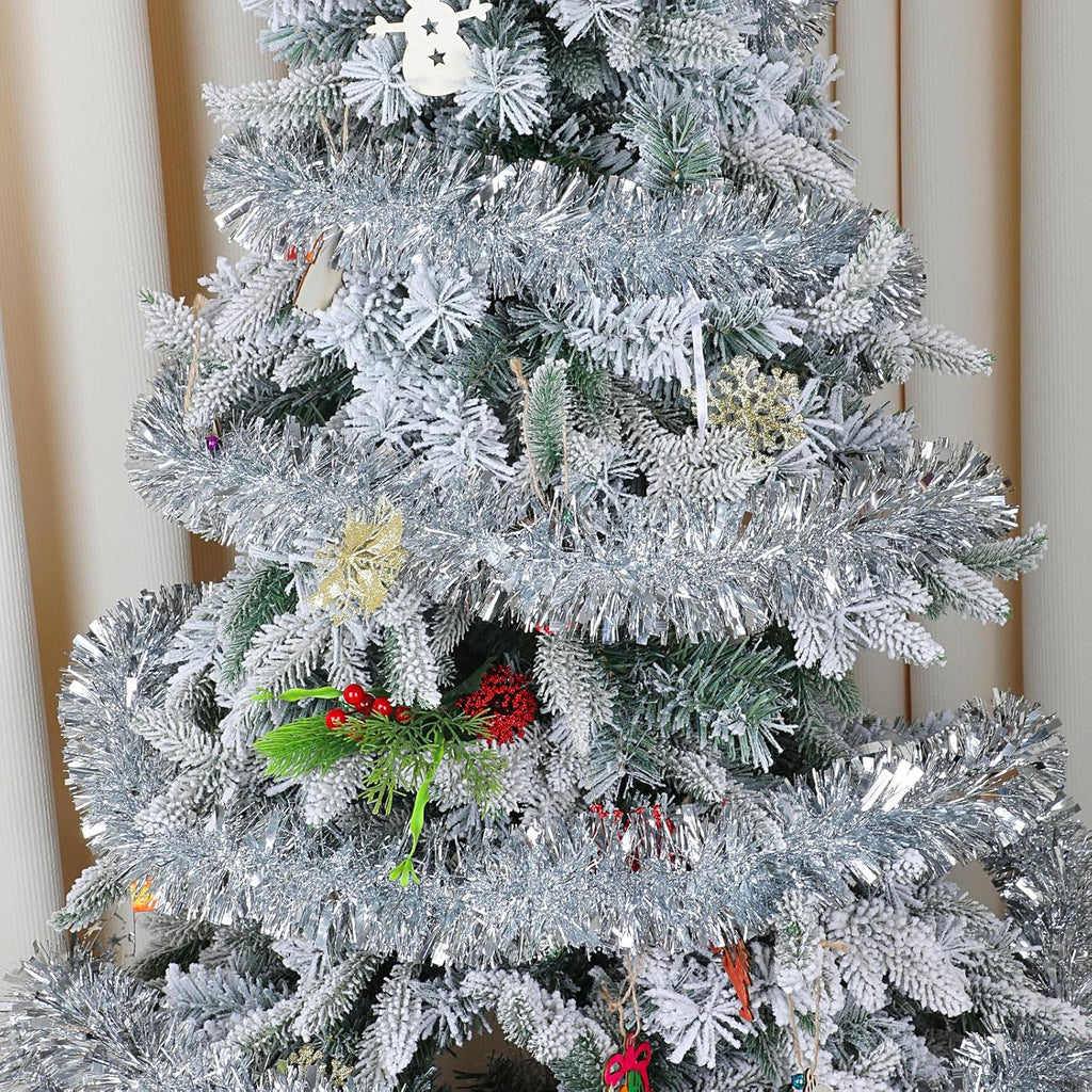 Silver Christmas Tinsel Garland, 10 m