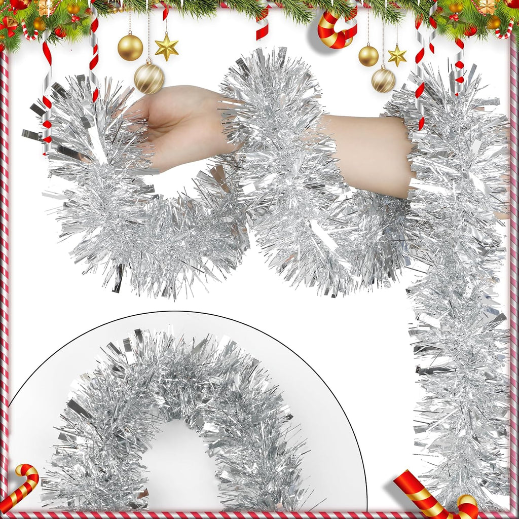 Silver Christmas Tinsel Garland, 10 m