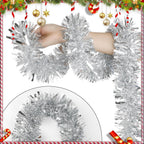 Silver Christmas Tinsel Garland, 10 m
