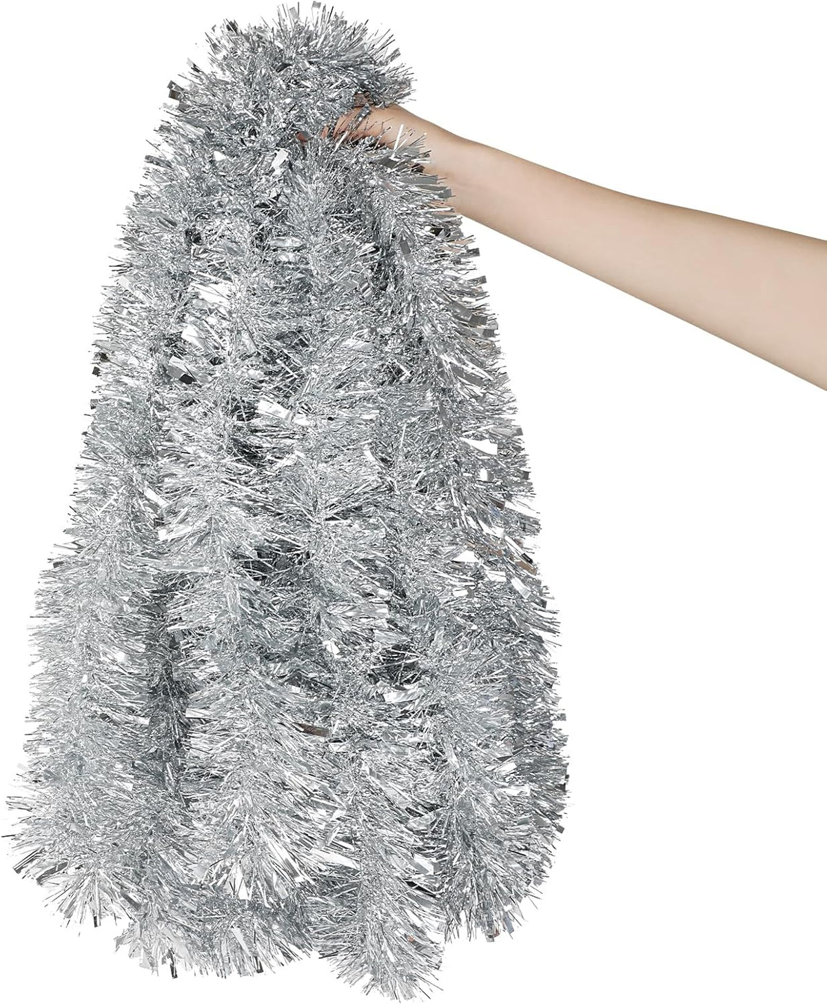 Silver Christmas Tinsel Garland, 10 m