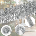 Silver Christmas Tinsel Garland, 10 m