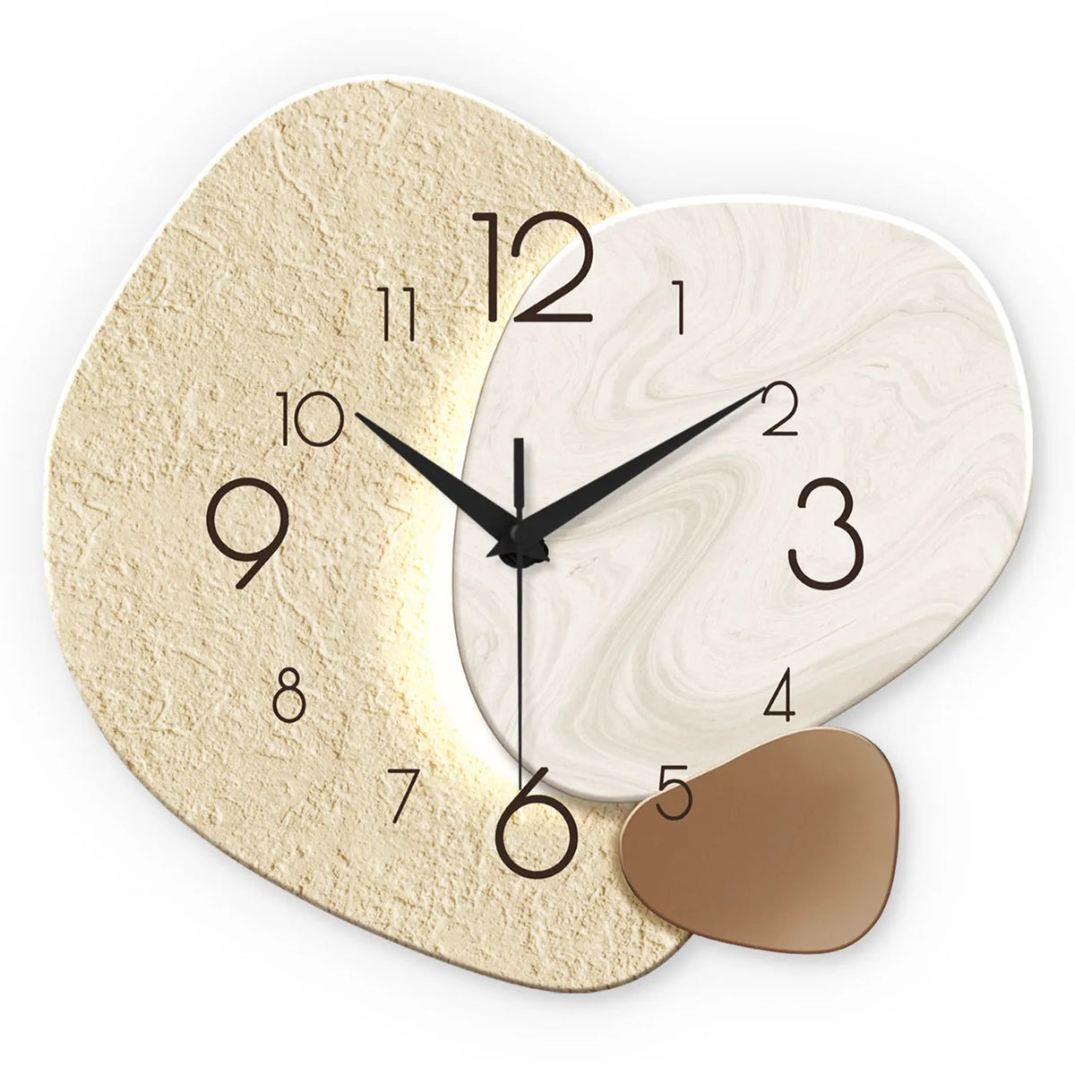 Silent Pebble Wall Clock, Stone-Look Design, Three Sizes - product view 5