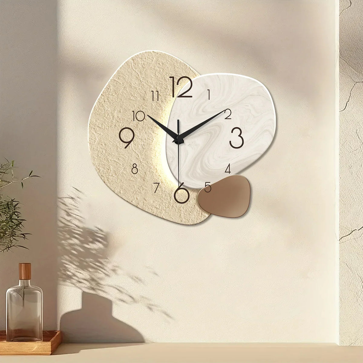 Silent Pebble Wall Clock, Stone-Look Design, Three Sizes - product view 6