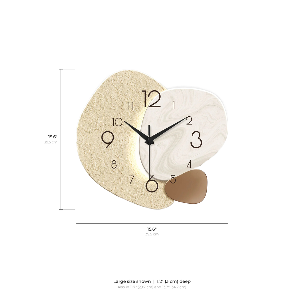 Silent Pebble Wall Clock, Stone-Look Design, Three Sizes - product view 8