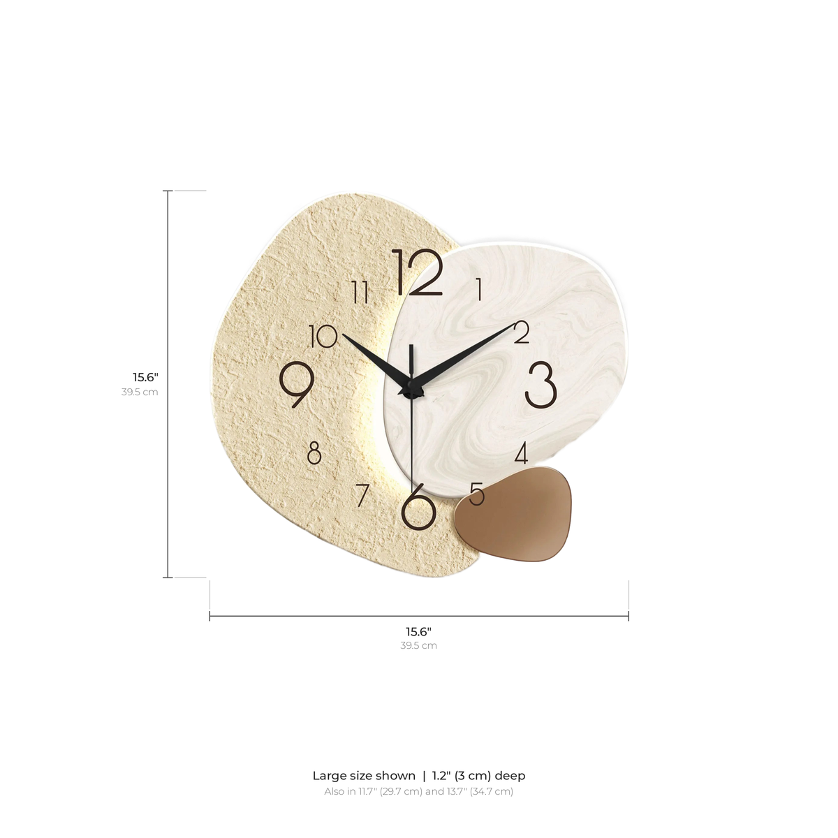 Silent Pebble Wall Clock, Stone-Look Design, Three Sizes - product view 8