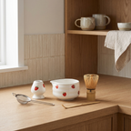Strawberry Matcha Tea Set, Ceramic and Bamboo, 5 Pieces - product view 4