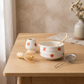 Strawberry Matcha Tea Set, Ceramic and Bamboo, 5 Pieces - product view 1