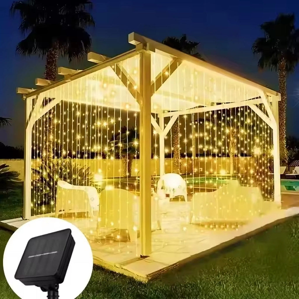 Solar LED Curtain Lights with 8 Lighting Modes