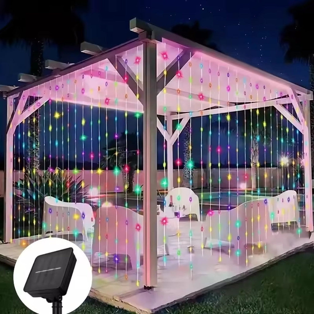 Solar LED Curtain Lights with 8 Lighting Modes