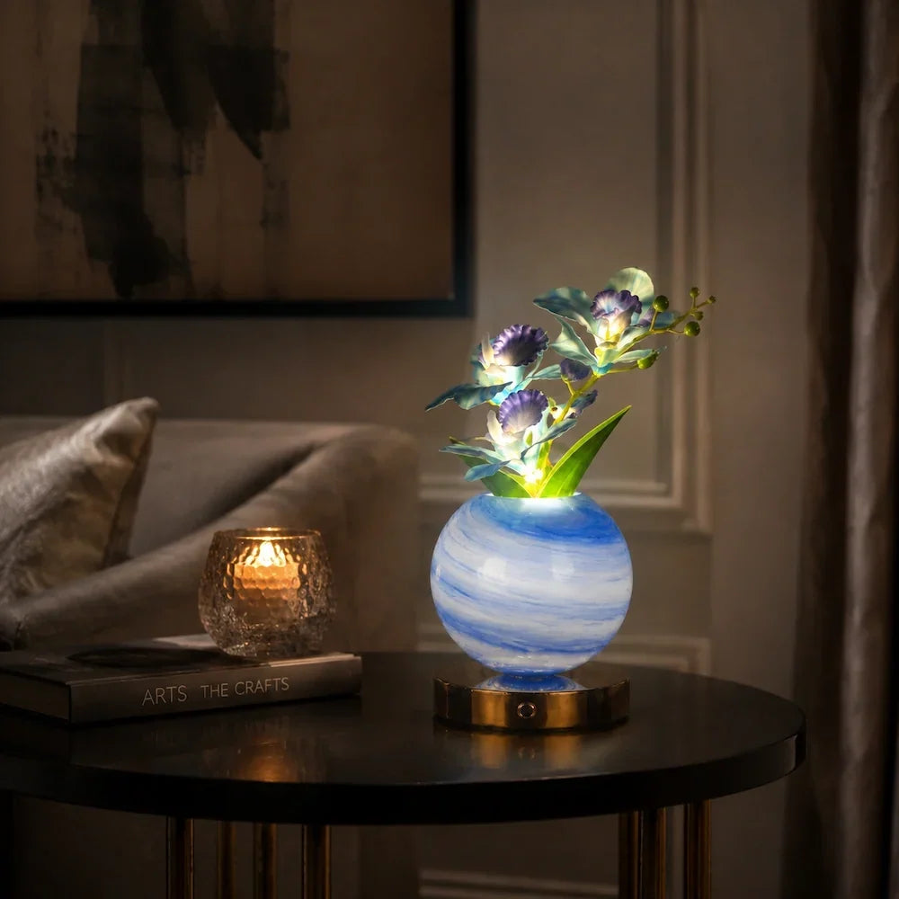 Rechargeable Orchid Table Lamp with Handmade Glass Vase - product view 7