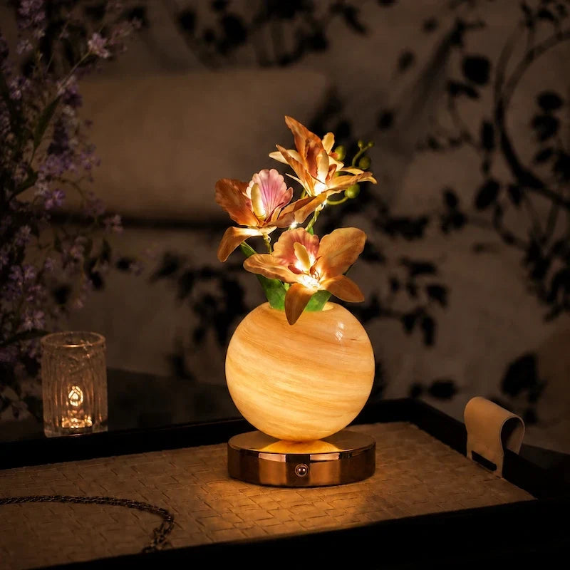 Rechargeable Orchid Table Lamp with Handmade Glass Vase - product view 8