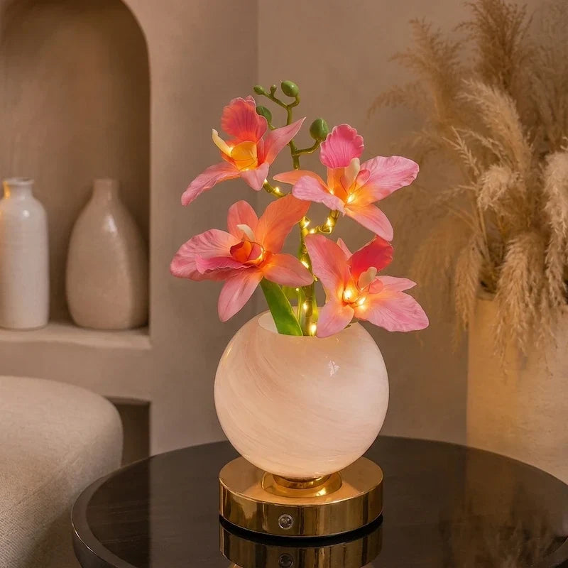 Rechargeable Orchid Table Lamp with Handmade Glass Vase - product view 9