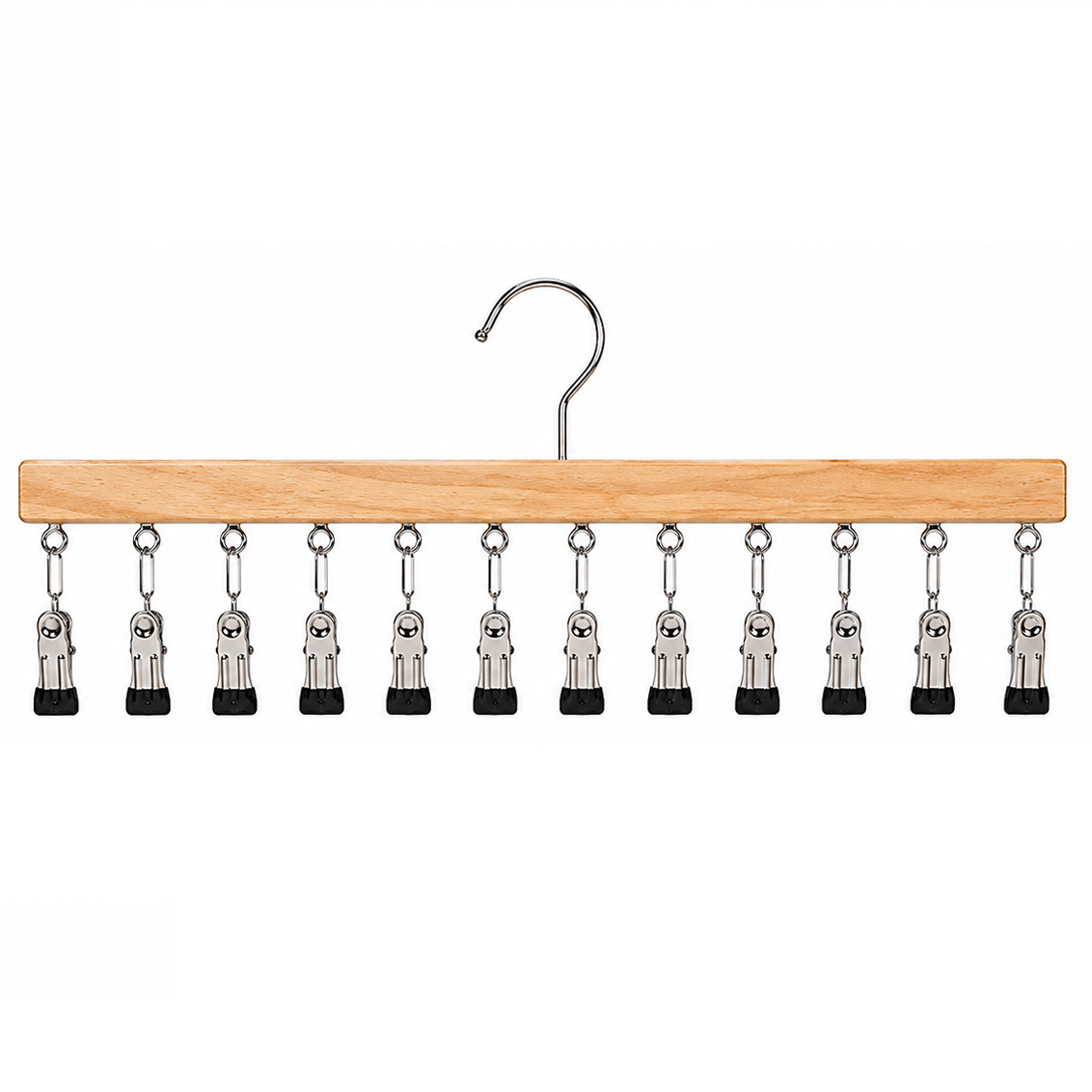 Wooden Multi-Clip Hanger with 12 Clips