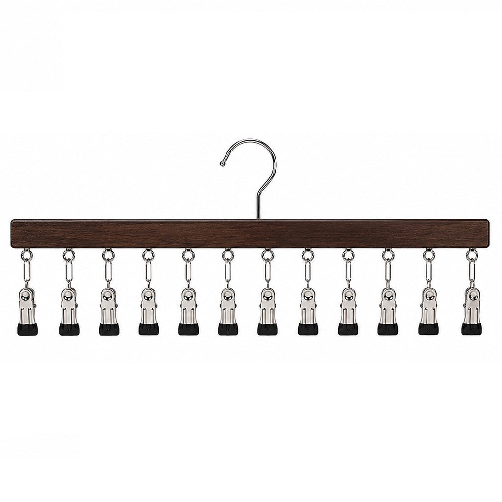 Wooden Multi-Clip Hanger with 12 Clips