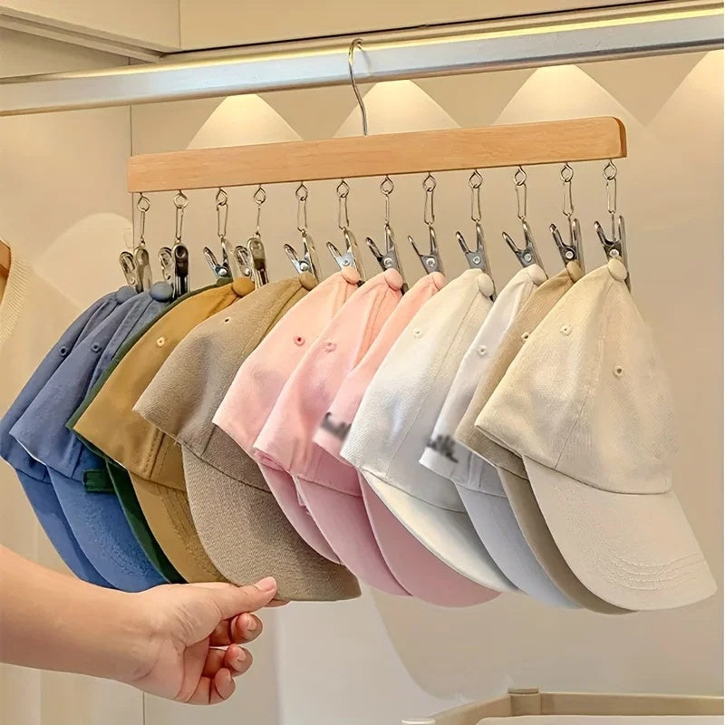 Wooden Multi-Clip Hanger with 12 Clips