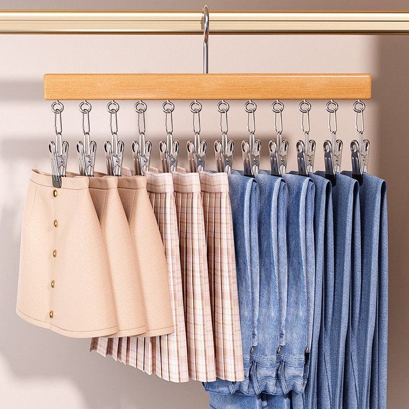 Wooden Multi-Clip Hanger with 12 Clips