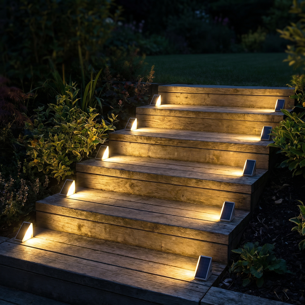 Solar Stair Lights, Warm White Outdoor LEDs, Set of 4 - product view 3