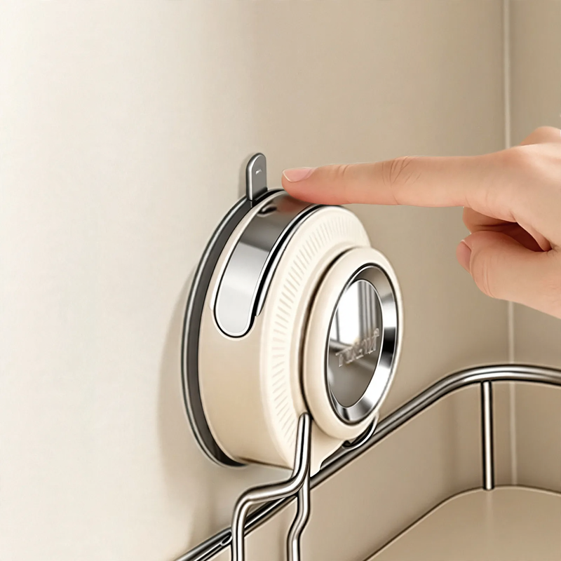 Suction-Cup Stainless Steel Bathroom Corner Shelf
