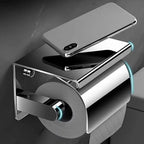 Stainless Steel Toilet Paper Holder with Shelf and Cover - product view 4