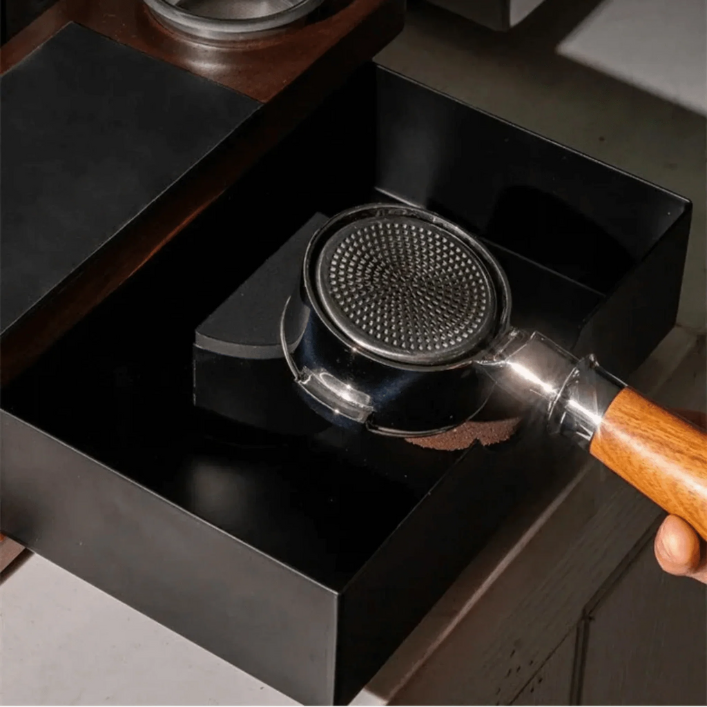 Wooden Espresso Tamping Station with Knock Drawer